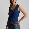 Navy Women’s Ralph Lauren Indigo Crochet-trim Camisole  Shirts