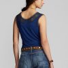 Navy Women’s Ralph Lauren Indigo Crochet-trim Camisole  Shirts