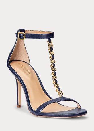 Navy Women’s Ralph Lauren Kate Nappa Leather Sandals