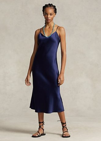 Navy Women’s Ralph Lauren Mulberry Silk Midi Slip Dress