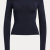 Navy Women’s Ralph Lauren Mulberry Silk Off-the-Shoulder Sweaters