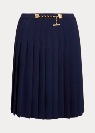 Navy Women’s Ralph Lauren Pleated Georgette   Skirts