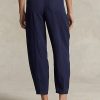 Navy Women’s Ralph Lauren Pleated Linen-Blend Twill Pants