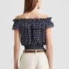 Navy Women’s Ralph Lauren Polka-dot Off-the-shoulder Blouse  Shirts