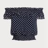Navy Women’s Ralph Lauren Polka-dot Off-the-shoulder Blouse  Tops