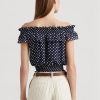 Navy Women’s Ralph Lauren Polka-dot Off-the-shoulder Blouse  Tops