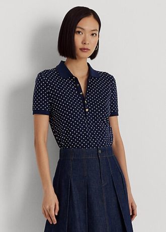 Navy Women’s Ralph Lauren Polka-Dot Piqué Polo Shirts