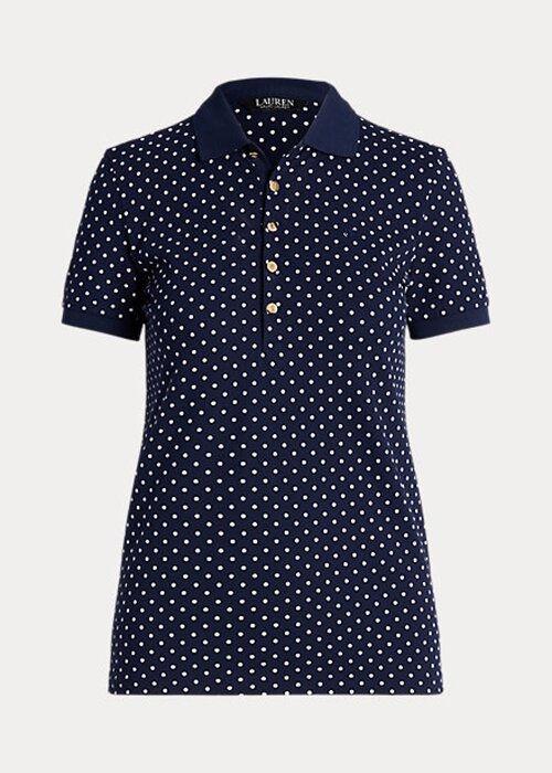 Navy Women’s Ralph Lauren Polka-Dot Piqué Polo Shirts Navy Women’s Ralph Lauren Polka-Dot Piqué Polo Shirts