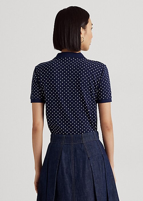Navy Women’s Ralph Lauren Polka-Dot Piqué Polo Shirts Navy Women’s Ralph Lauren Polka-Dot Piqué Polo Shirts