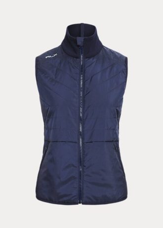 Navy Women’s Ralph Lauren Quilted-Front Hybrid Full-Zip Vest