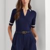 Navy Women’s Ralph Lauren Silk-Blend Short-Sleeve Sweaters
