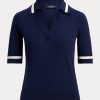 Navy Women’s Ralph Lauren Silk-Blend Short-Sleeve Sweaters