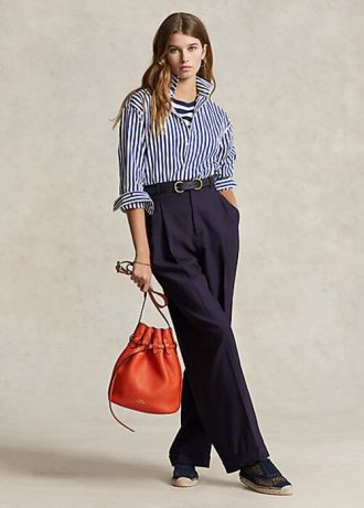 Navy Women’s Ralph Lauren Straight-Leg Wool-Blend Pants