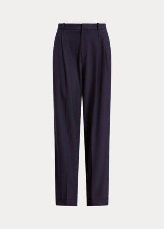 Navy Women’s Ralph Lauren Straight-Leg Wool-Blend Pants