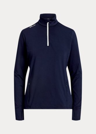 Navy Women’s Ralph Lauren Stretch Jersey Quarter-Zip Sweatshirts
