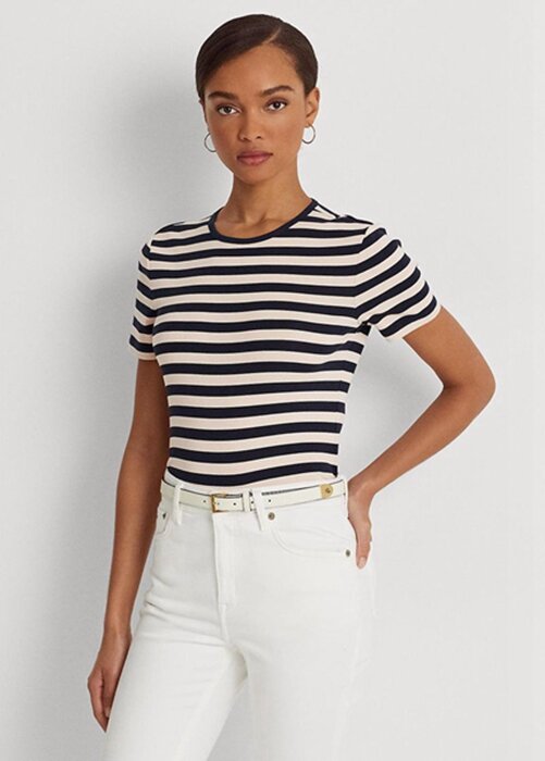 Navy Women’s Ralph Lauren Striped Stretch Cotton T Shirts Navy Women’s Ralph Lauren Striped Stretch Cotton T Shirts
