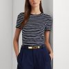 Navy Women’s Ralph Lauren Striped Stretch Cotton T Shirts Navy Women’s Ralph Lauren Striped Stretch Cotton T Shirts