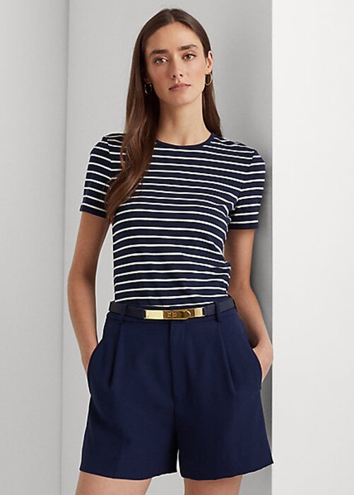 Navy Women’s Ralph Lauren Striped Stretch Cotton T Shirts Navy Women’s Ralph Lauren Striped Stretch Cotton T Shirts