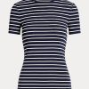 Navy Women’s Ralph Lauren Striped Stretch Cotton T Shirts Navy Women’s Ralph Lauren Striped Stretch Cotton T Shirts