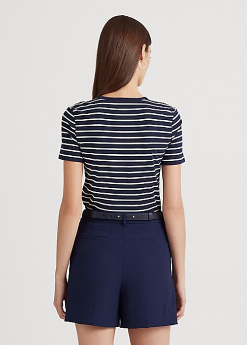 Navy Women’s Ralph Lauren Striped Stretch Cotton T Shirts Navy Women’s Ralph Lauren Striped Stretch Cotton T Shirts
