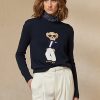 Navy Women’s Ralph Lauren Tuxedo Bear Cotton Sweaters