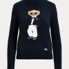 Navy Women’s Ralph Lauren Tuxedo Bear Cotton Sweaters