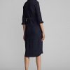 Navy Women’s Ralph Lauren Wool-Cotton Belted Dress