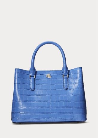 New England Blue Women’s Ralph Lauren Embossed Leather Medium Marcy Satchel Bags