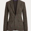 Olive / Brown Women’s Ralph Lauren Parker Checked Plaid Tweed Jackets