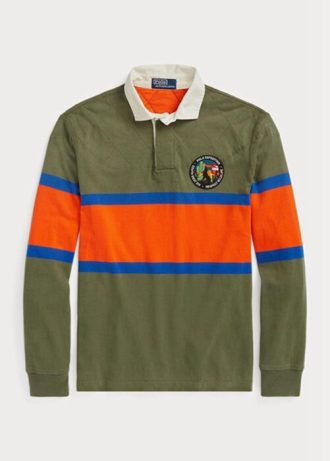 Olive Men’s Ralph Lauren Classic Fit Striped Rugby Polo Shirts