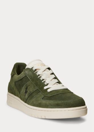 Olive Men’s Ralph Lauren Court Suede Low-Top Sneakers