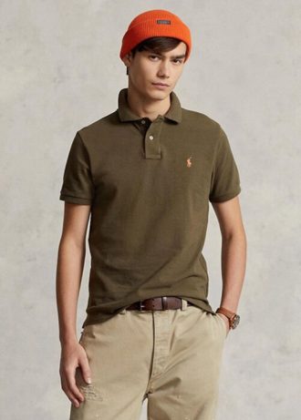 Olive Men’s Ralph Lauren Custom Slim Fit Mesh Polo Shirts
