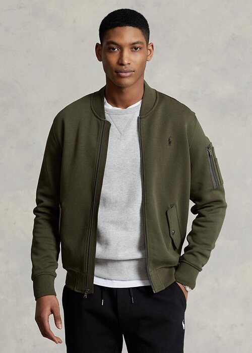 Olive Men’s Ralph Lauren Double-Knit Bomber Jackets Olive Men’s Ralph Lauren Double-Knit Bomber Jackets