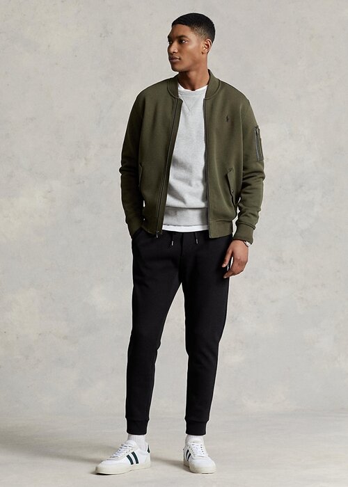 Olive Men’s Ralph Lauren Double-Knit Bomber Jackets Olive Men’s Ralph Lauren Double-Knit Bomber Jackets