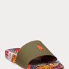 Olive Men’s Ralph Lauren Patch-Print Slippers