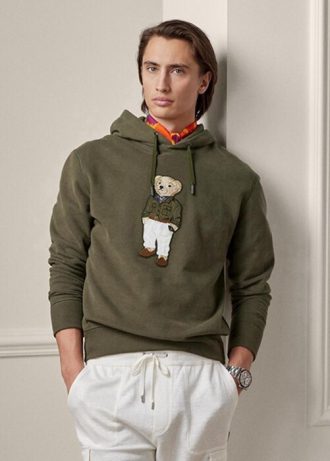 Olive Men’s Ralph Lauren Polo Bear Fleece  Hoodie