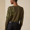 Olive Women’s Ralph Lauren Embellished Cashmere Crewneck Sweaters