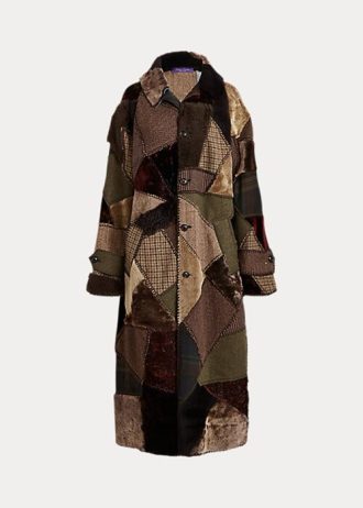 Olive Women’s Ralph Lauren Harmon Patchwork Shearling Coats