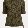 Olive Women’s Ralph Lauren Ocelot-Print Cotton Boatneck Tops