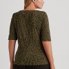Olive Women’s Ralph Lauren Ocelot-Print Cotton Boatneck Tops