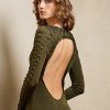 Olive Women’s Ralph Lauren Silk Long-Sleeve Evening Dress