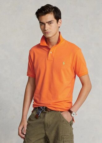 Orange Men’s Ralph Lauren Custom Slim Fit Mesh Polo Shirts