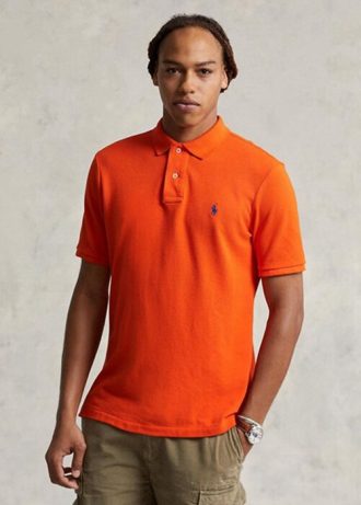 Orange Men’s Ralph Lauren Custom Slim Fit Mesh Polo Shirts