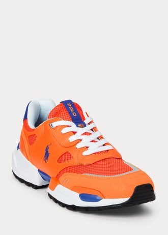Orange / Royal Men’s Ralph Lauren Jogger Suede & Mesh Sneakers
