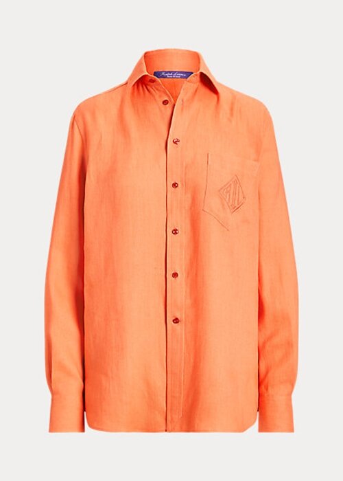 Orange Women’s Ralph Lauren Adrien Linen Shirts Orange Women’s Ralph Lauren Adrien Linen Shirts