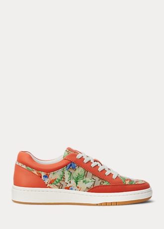 Orange Women’s Ralph Lauren Hailey Floral Monogram Jacquard Sneakers