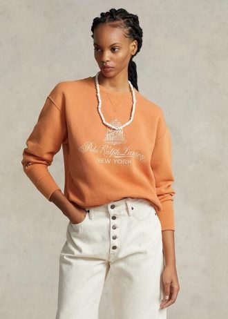Orange Women’s Ralph Lauren Logo Graphic Fleece Sweatshirts