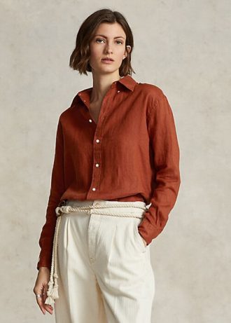 Orange Women’s Ralph Lauren Relaxed Fit Linen Shirts