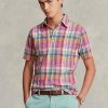 Pink Men’s Ralph Lauren Classic Fit Madras Popover  Shirts