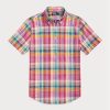 Pink Men’s Ralph Lauren Classic Fit Madras Popover  Shirts